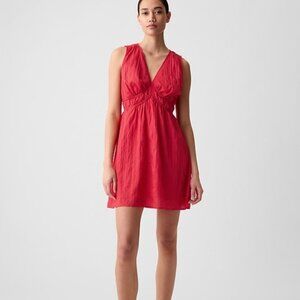 Gap Textured Crinkle Empire Waist Coral Mini Dress-Small